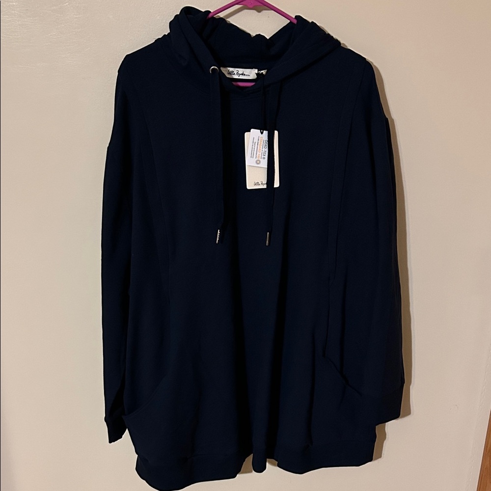 Ulla Popken dark blue pull over hoodie nwt size 24/26